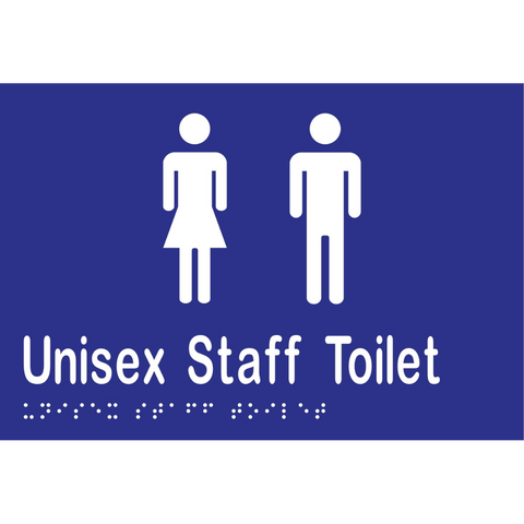 Unisex Staff Toilet Braille Sign in Blue Vinyl - MLS16214_BLU