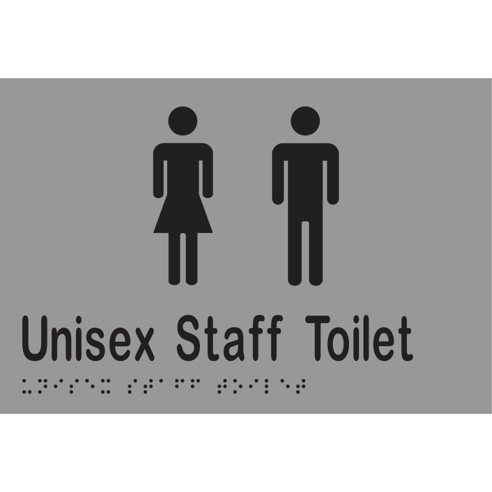 Unisex Staff Toilet Braille Sign in Silver Vinyl - MLS16214_SIL