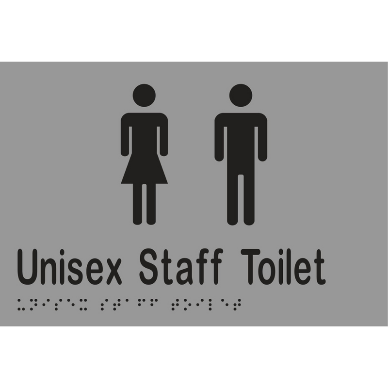 Unisex Staff Toilet Braille Sign in Silver Vinyl - MLS16214_SIL