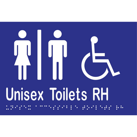 Unisex Accessible Toilets Divided RH Braille Sign in Blue Vinyl - MLS16221_BLU
