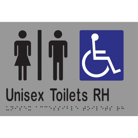 Unisex Accessible Toilets Divided RH Braille Sign in Stainless Steel - MLS16221_SS