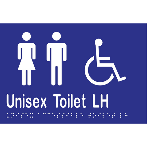 Unisex Accessible Toilet LH Braille Sign in Blue Vinyl - MLS16222_BLU