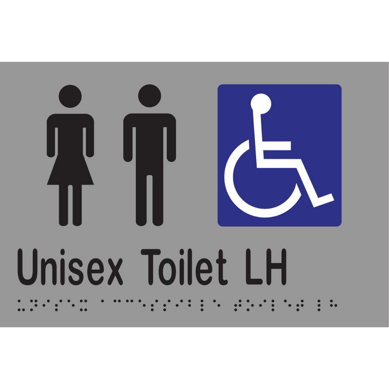 Unisex Accessible Toilet LH Braille Sign in Stainless Steel - MLS16222_SS