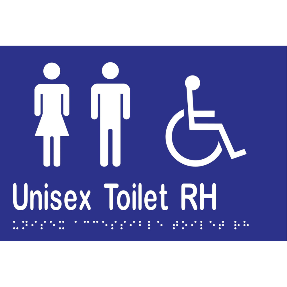 Unisex Accessible Toilet RH Braille Sign in Blue Vinyl - MLS16223_BLU