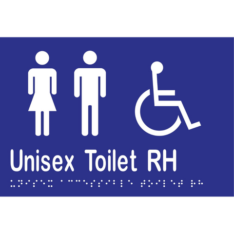 Unisex Accessible Toilet RH Braille Sign in Blue Vinyl - MLS16223_BLU