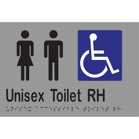 Unisex Accessible Toilet RH Braille Sign in Stainless Steel - MLS16223_SS