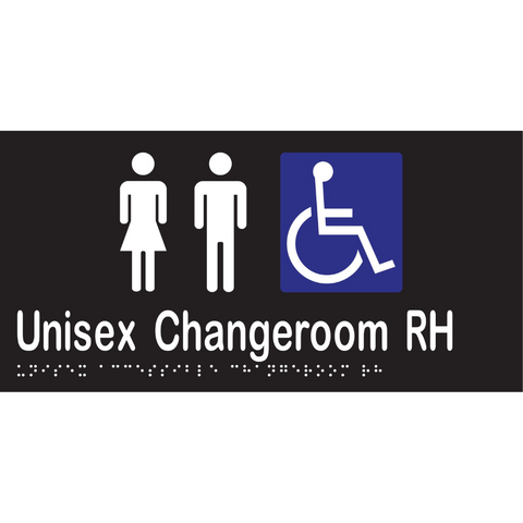 Unisex Accessible Changeroom RH Braille Sign in Designer Black Vinyl - MLS16229_BLK