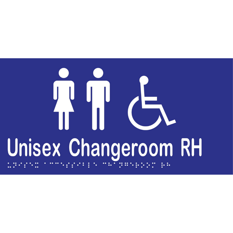 Unisex Accessible Changeroom RH Braille Sign in Blue Vinyl - MLS16229_BLU