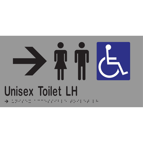 Unisex Accessible Toilet LH & Right Arrow Braille Sign in Stainless Steel - MLS16232R_SS