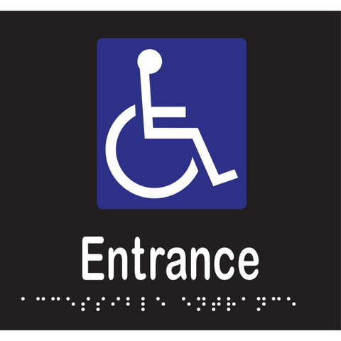 Accessible Entrance Braille Sign in Designer Black Vinyl - MLS16234_BLK