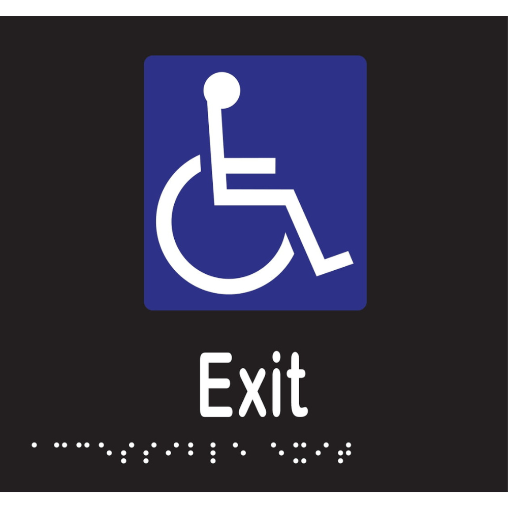 Accessible Exit Braille Sign in Designer Black Vinyl - MLS16236_BLK