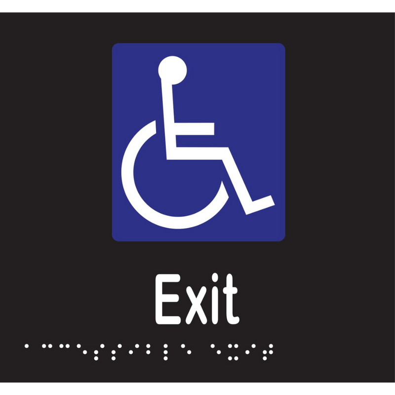 Accessible Exit Braille Sign in Designer Black Vinyl - MLS16236_BLK