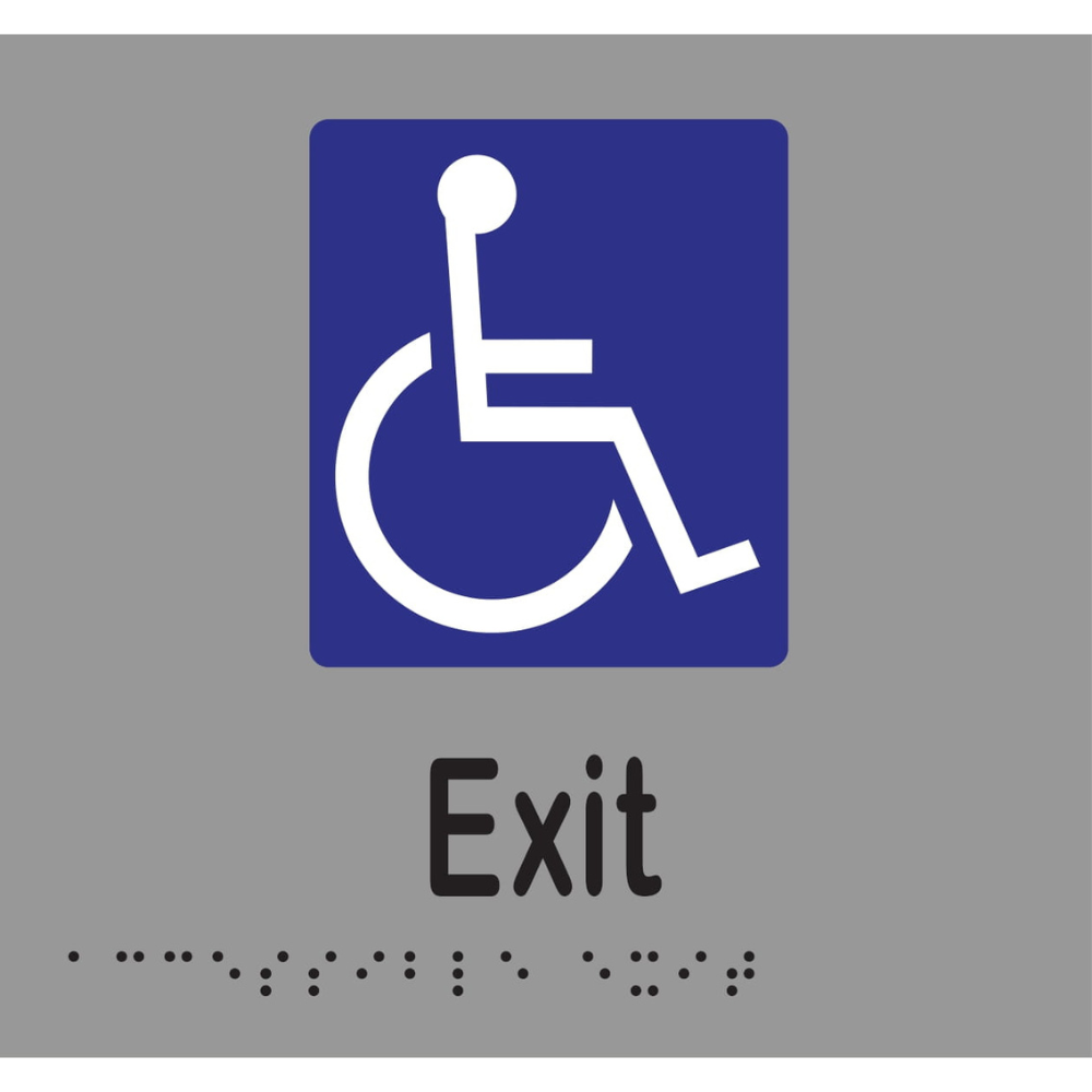 Accessible Exit Braille Sign in Silver Vinyl - MLS16236_SIL
