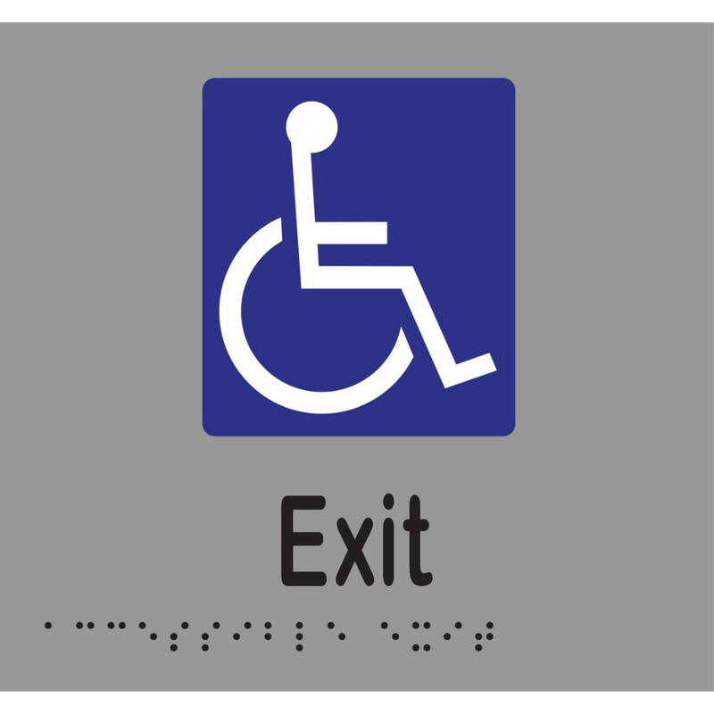 Accessible Exit Braille Sign in Silver Vinyl - MLS16236_SIL