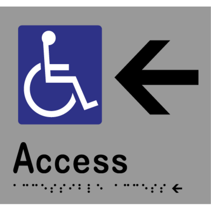 Accessible Access - Arrow Left Braille Sign in Stainless Steel - MLS16238L_SS