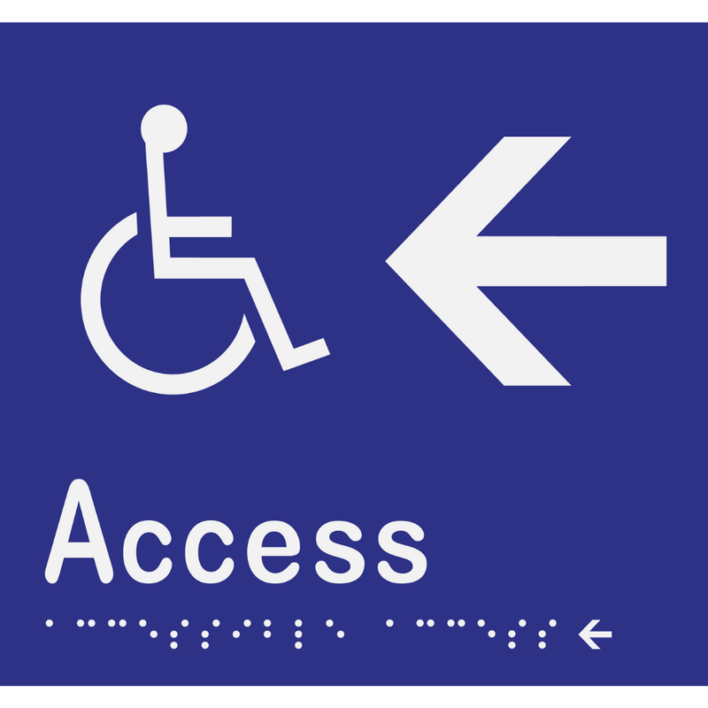 Accessible Access - Arrow Left Braille Sign in Blue Vinyl - MLS16238L_BLU