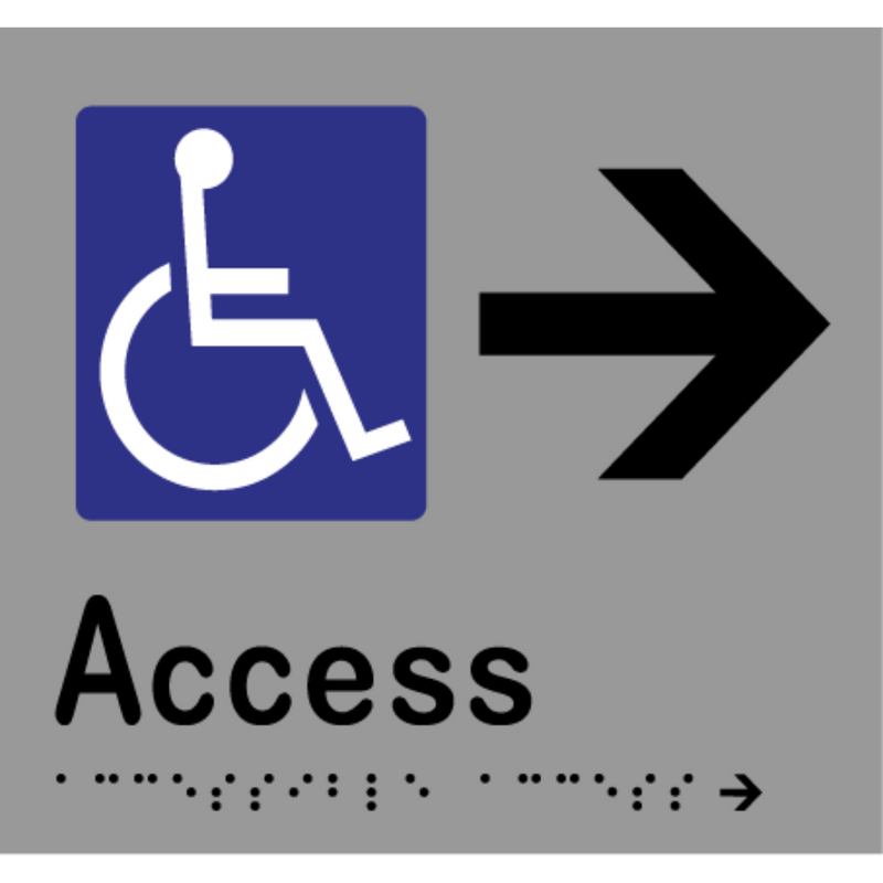 Accessible Access - Arrow Right Braille Sign in Stainless Steel - MLS16238R_SS