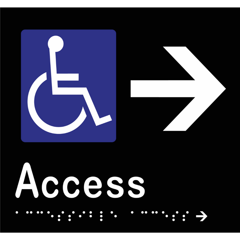 Accessible Access - Arrow Right Braille Sign in Designer Black Vinyl - MLS16238R_BLK