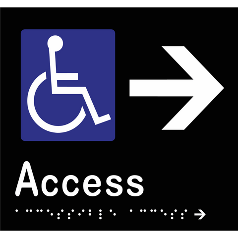 Accessible Access - Arrow Right Braille Sign in Designer Black Vinyl - MLS16238R_BLK