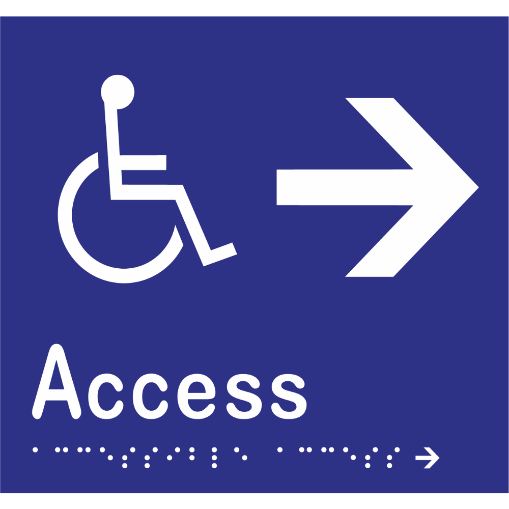 Accessible Access - Arrow Right Braille Sign in Blue Vinyl - MLS16238R_BLU