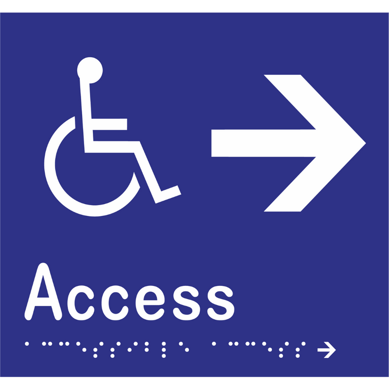 Accessible Access - Arrow Right Braille Sign in Blue Vinyl - MLS16238R_BLU