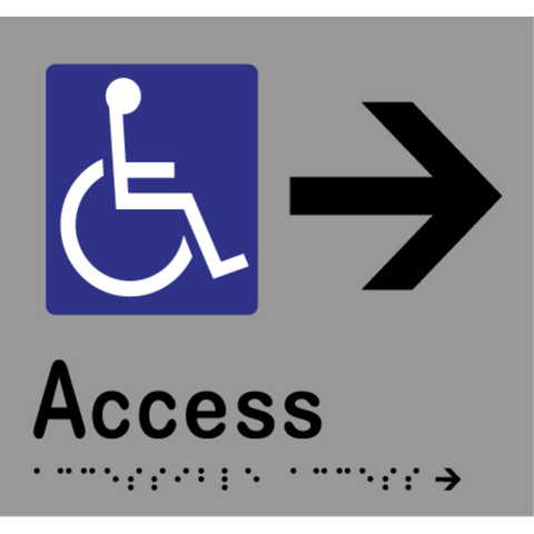 Accessible Access - Arrow Right Braille Sign in Silver Vinyl - MLS16238R_SIL