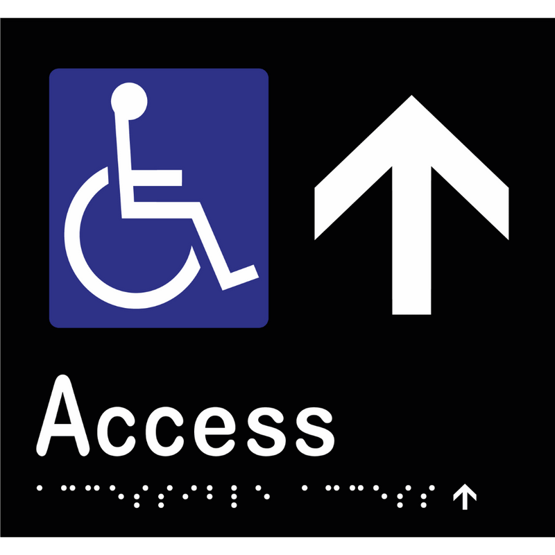 Accessible Access - Arrow Up Braille Sign in Designer Black Vinyl - MLS16238U_BLK