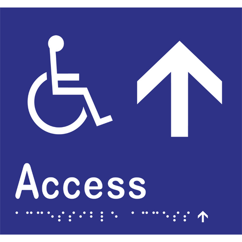 Accessible Access - Arrow Up Braille Sign in Blue Vinyl - MLS16238U_BLU