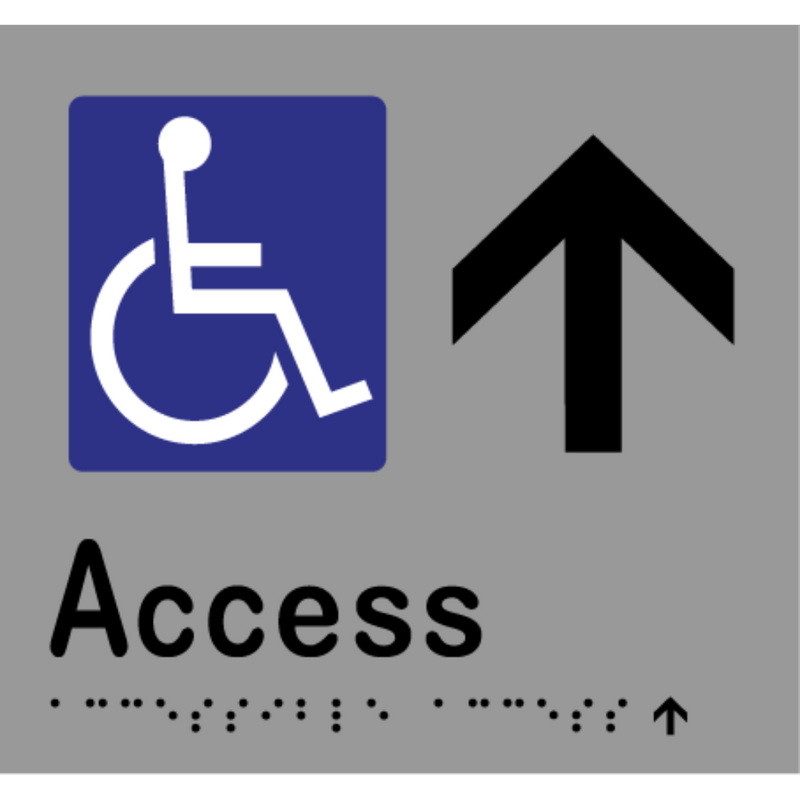 Accessible Access - Arrow Up Braille Sign in Silver Vinyl - MLS16238U_SIL