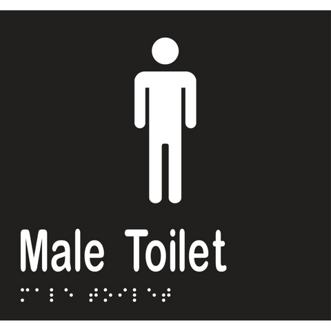 Male Toilet Braille Sign in Designer Black Vinyl - MLS16242_BLK