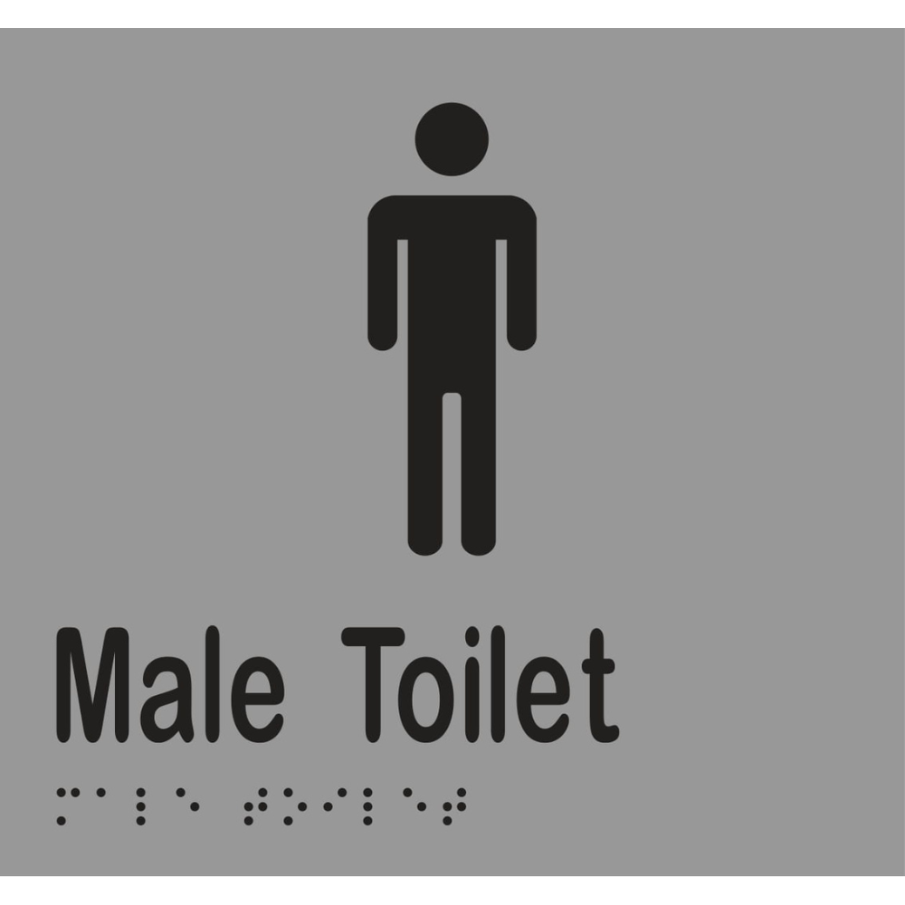 Male Toilet Braille Sign in Silver Vinyl - MLS16242_SIL