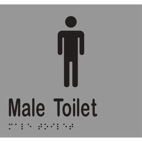 Male Toilet Braille Sign in Silver Vinyl - MLS16242_SIL