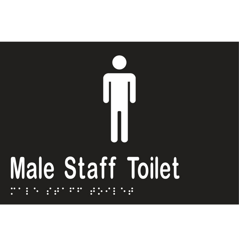 Male Staff Toilet Braille Sign in Designer Black Vinyl - MLS16244_BLK