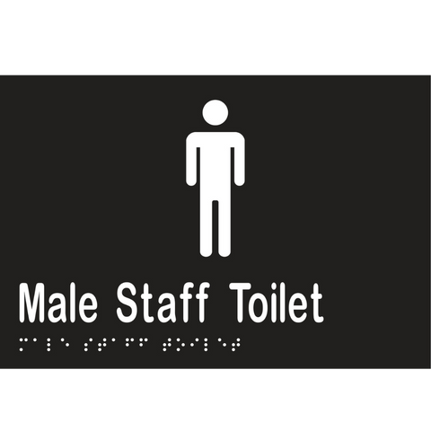 Male Staff Toilet Braille Sign in Designer Black Vinyl - MLS16244_BLK