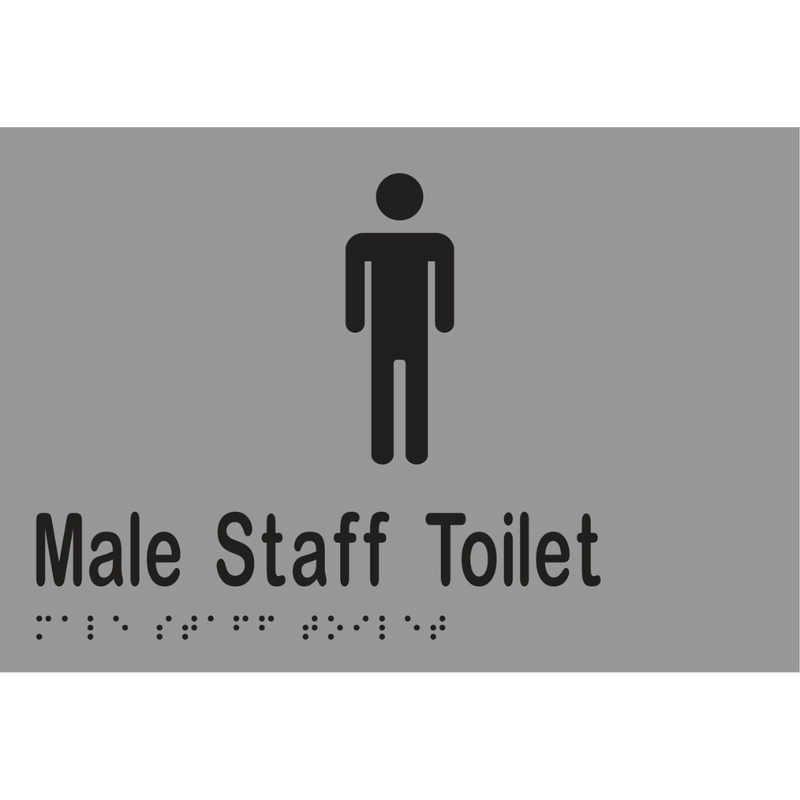 Male Staff Toilet Braille Sign in Silver Vinyl - MLS16244_SIL