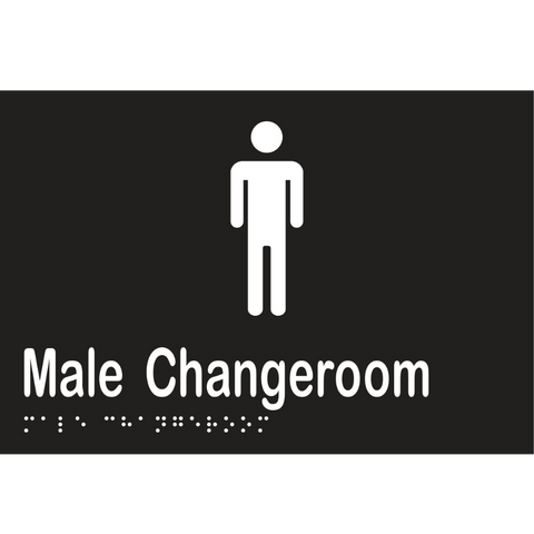 Male Changeroom Braille Sign in Designer Black Vinyl - MLS16245_BLK