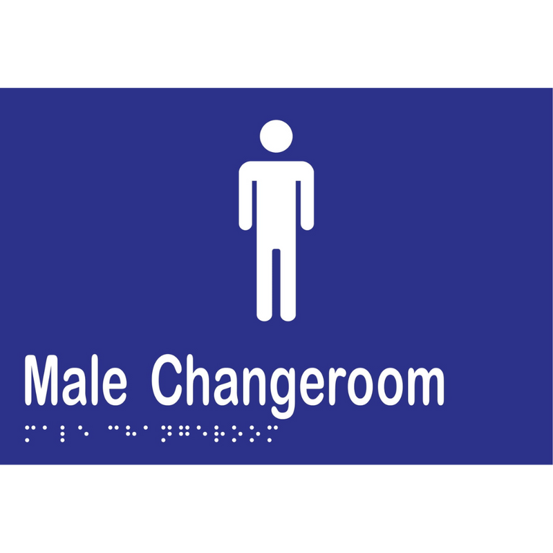 Male Changeroom Braille Sign in Blue Vinyl - MLS16245_BLU
