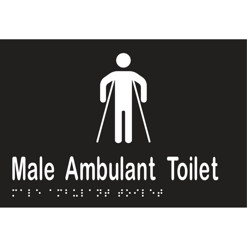 Male Ambulant Toilet Braille Sign in Designer Black Vinyl - MLS16246_BLK
