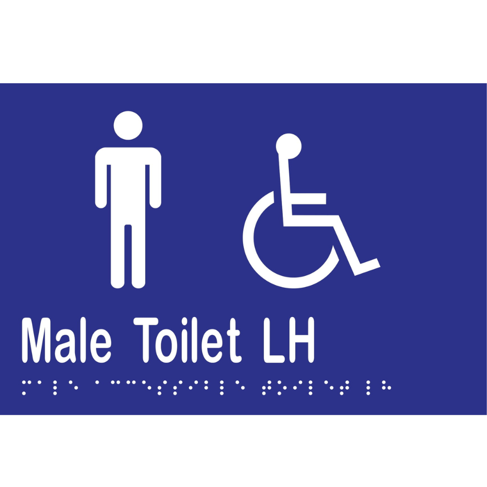Male Accessible Toilet LH Braille Sign in Blue Vinyl - MLS16247_BLU