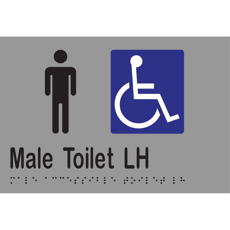 Male Accessible Toilet LH Braille Sign in Stainless Steel - MLS16247_SS