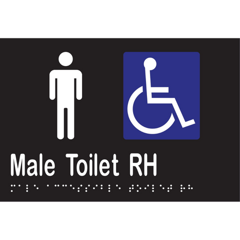 Male Accessible Toilet RH Braille Sign in Designer Black Vinyl - MLS16248_BLK