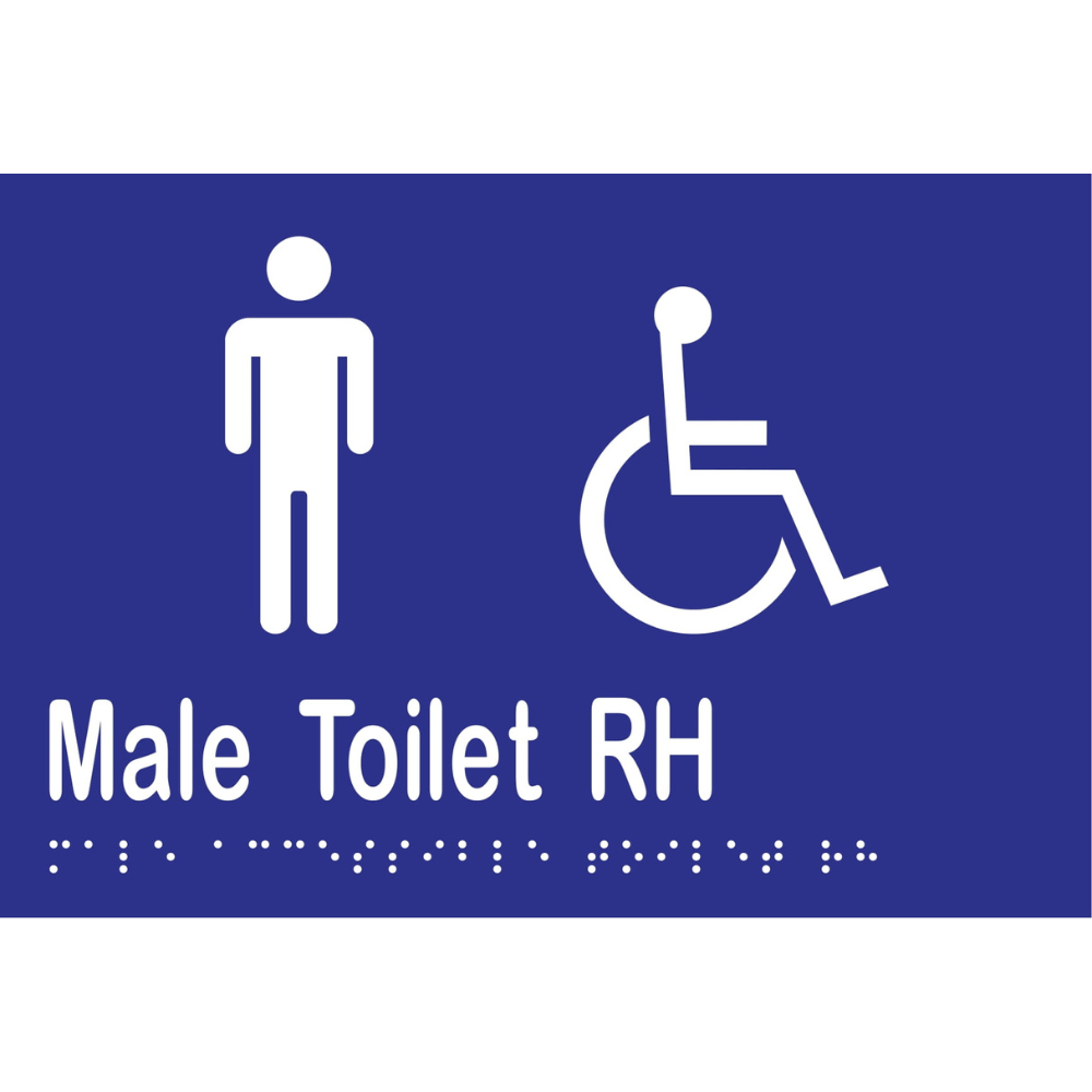 Male Accessible Toilet RH Braille Sign in Blue Vinyl - MLS16248_BLU