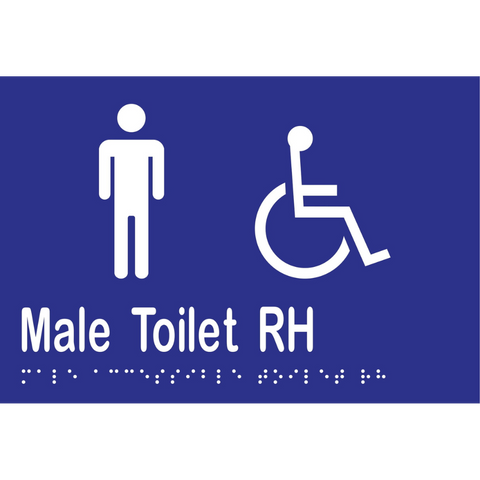 Male Accessible Toilet RH Braille Sign in Blue Vinyl - MLS16248_BLU