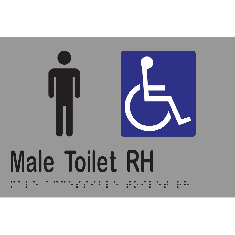 Male Accessible Toilet RH Braille Sign in Stainless Steel - MLS16248_SS