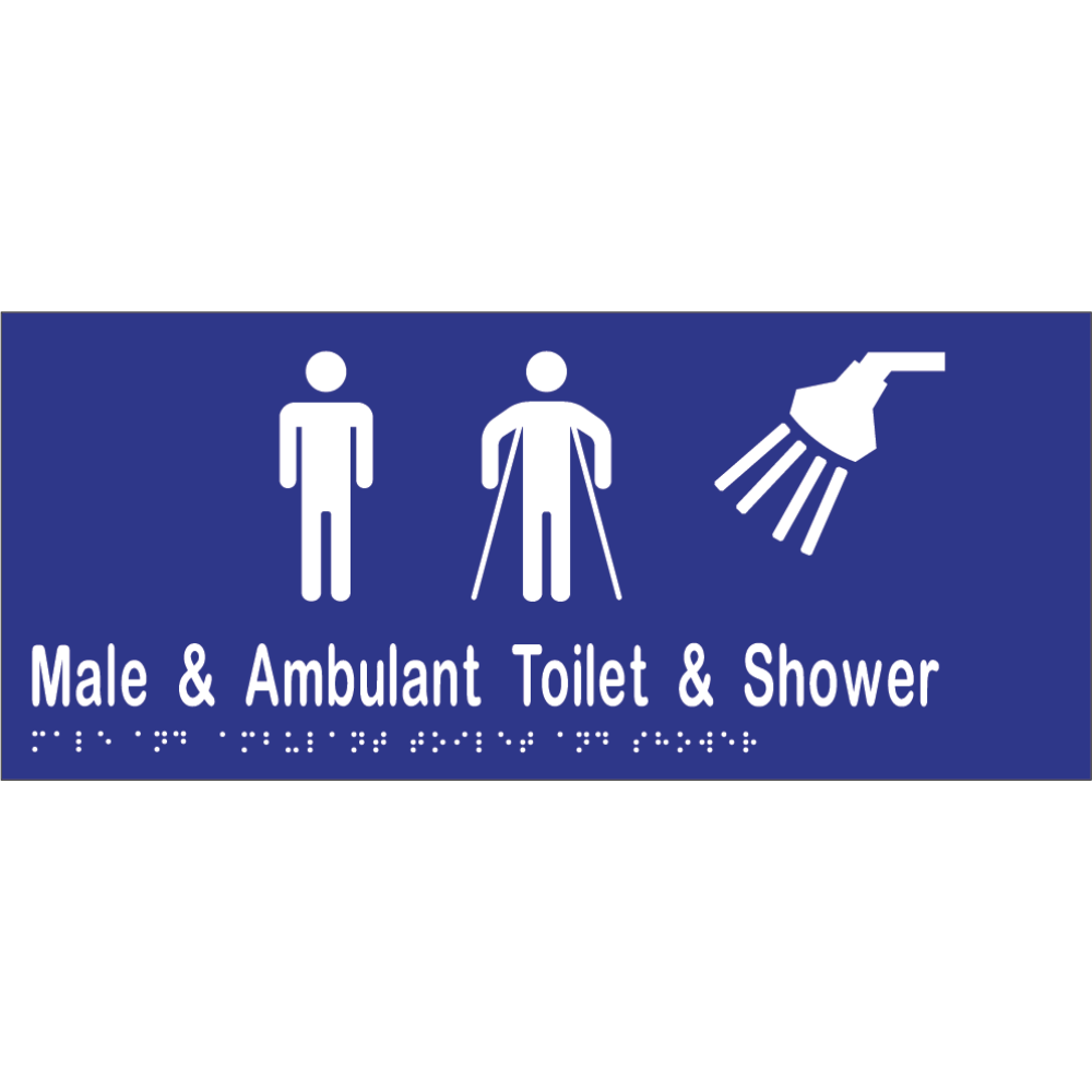 Male & Ambulant Toilet & Shower Braille Sign in Blue Vinyl - MLS16249A_BLU