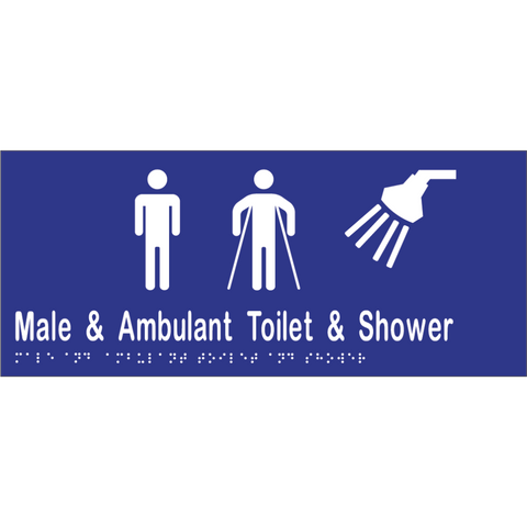 Male & Ambulant Toilet & Shower Braille Sign in Blue Vinyl - MLS16249A_BLU