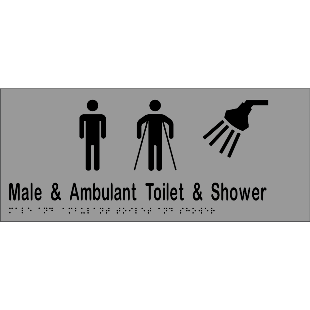 Male & Ambulant Toilet & Shower Braille Sign in Silver Vinyl - MLS16249A_SIL