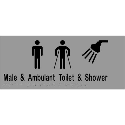Male & Ambulant Toilet & Shower Braille Sign in Silver Vinyl - MLS16249A_SIL