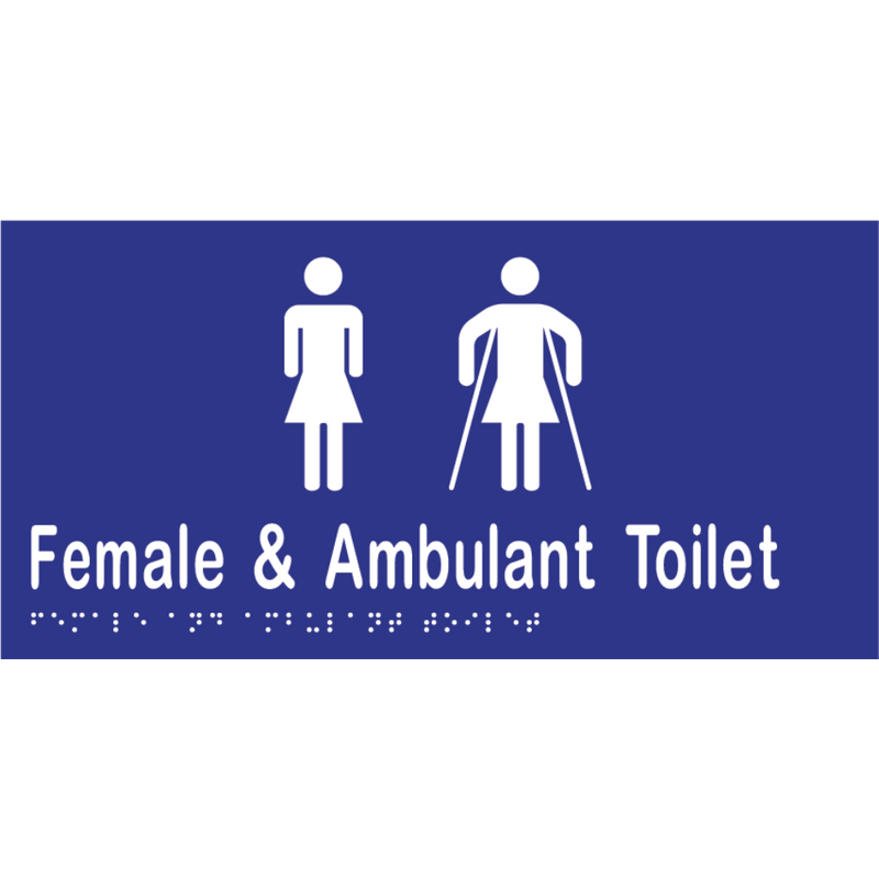 Female & Ambulant Toilet Braille Sign in Blue Vinyl - MLS16266A_BLU