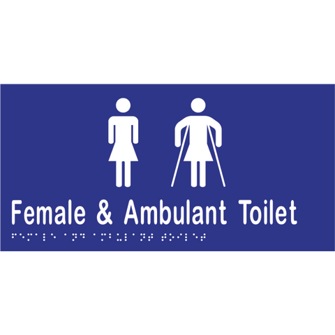 Female & Ambulant Toilet Braille Sign in Blue Vinyl - MLS16266A_BLU
